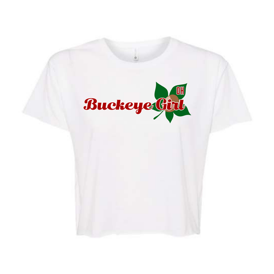 Buckeye Girl Cropped Tee | Next Level Women's Ohio Graphic Crop Top
