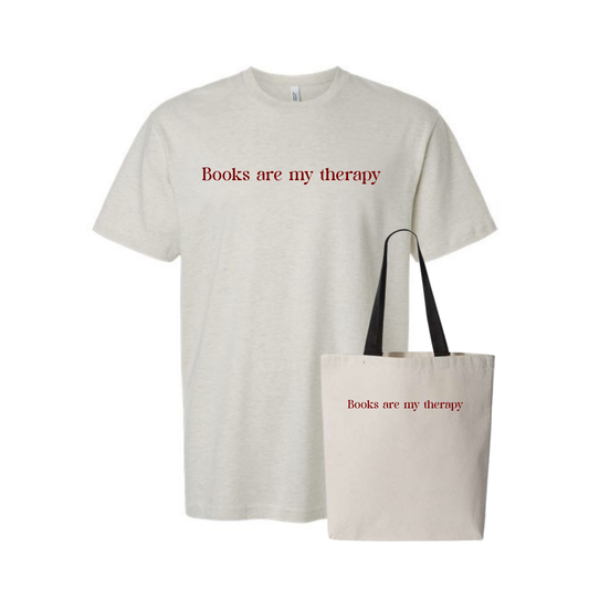 Books Are My Therapy Bundle | American Apparel Tee + Matching Canvas Tote