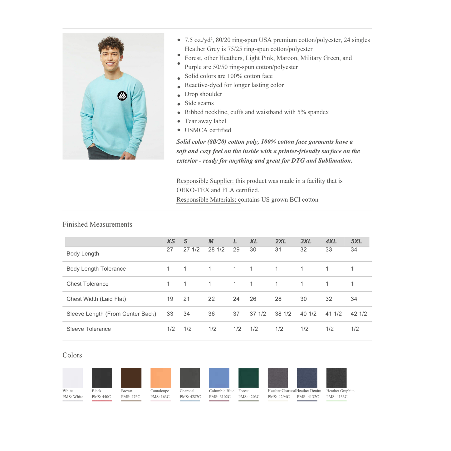 Black Unisex Fleece Crewneck Tultex Sweatshirt 340
