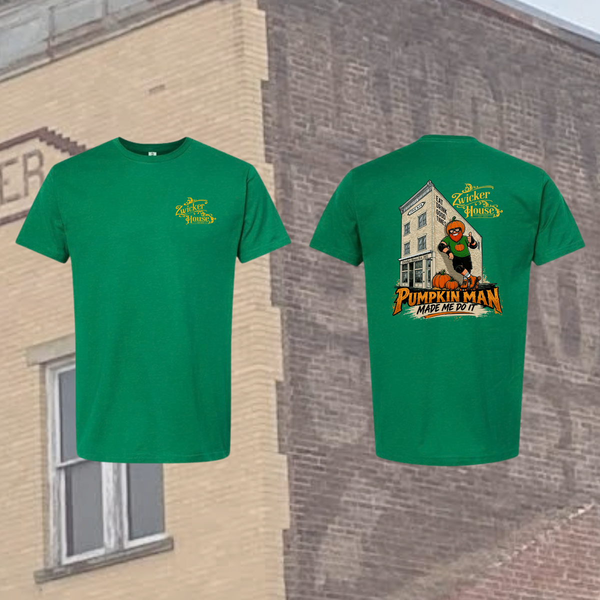 Zwicker House “Pumpkin Man Made Me Do It” T-Shirt | Circleville Ohio